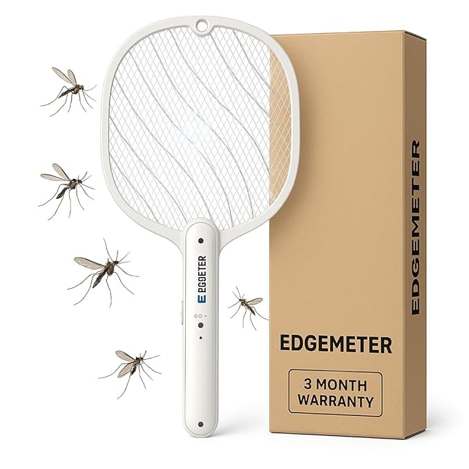 EDGEMETER mosquito racket , mosquito bat , hit mosquito racket , Mosquito Racquet, Mosquito killer Mosquito Bats Rechargeable with UV Light Lamp Racket USB Charging Base, Electric Insect Killer